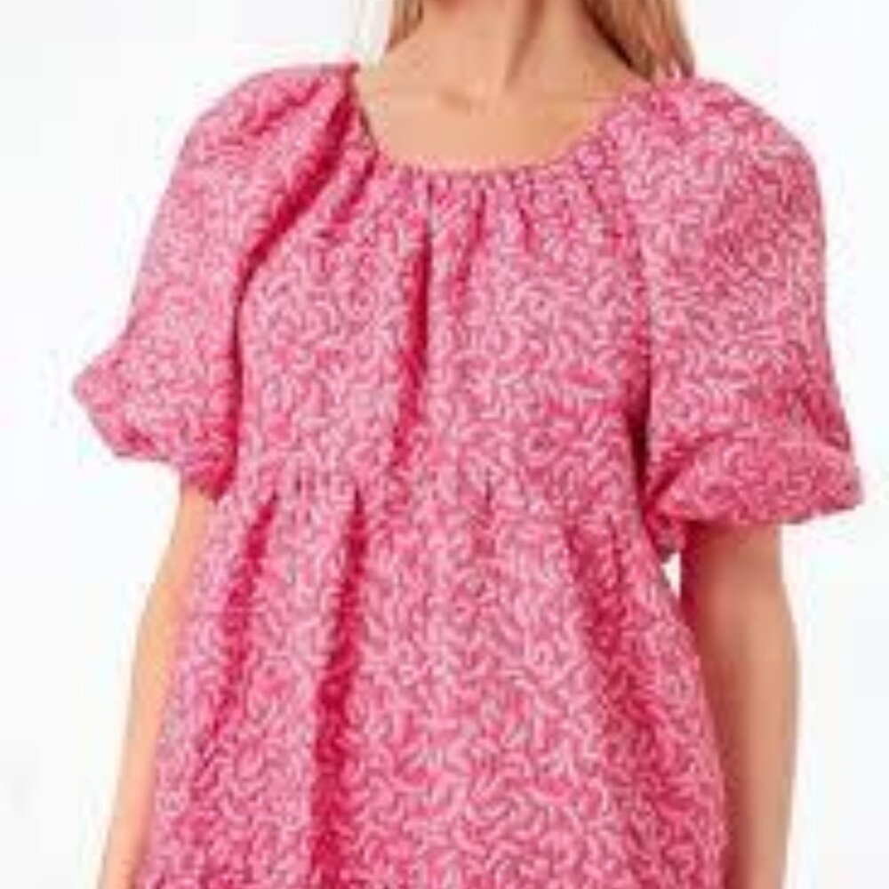 Hyacinth House Tuckernuck Belinda Babydoll Mini Dress Puff Sleeve Coquette Sz L